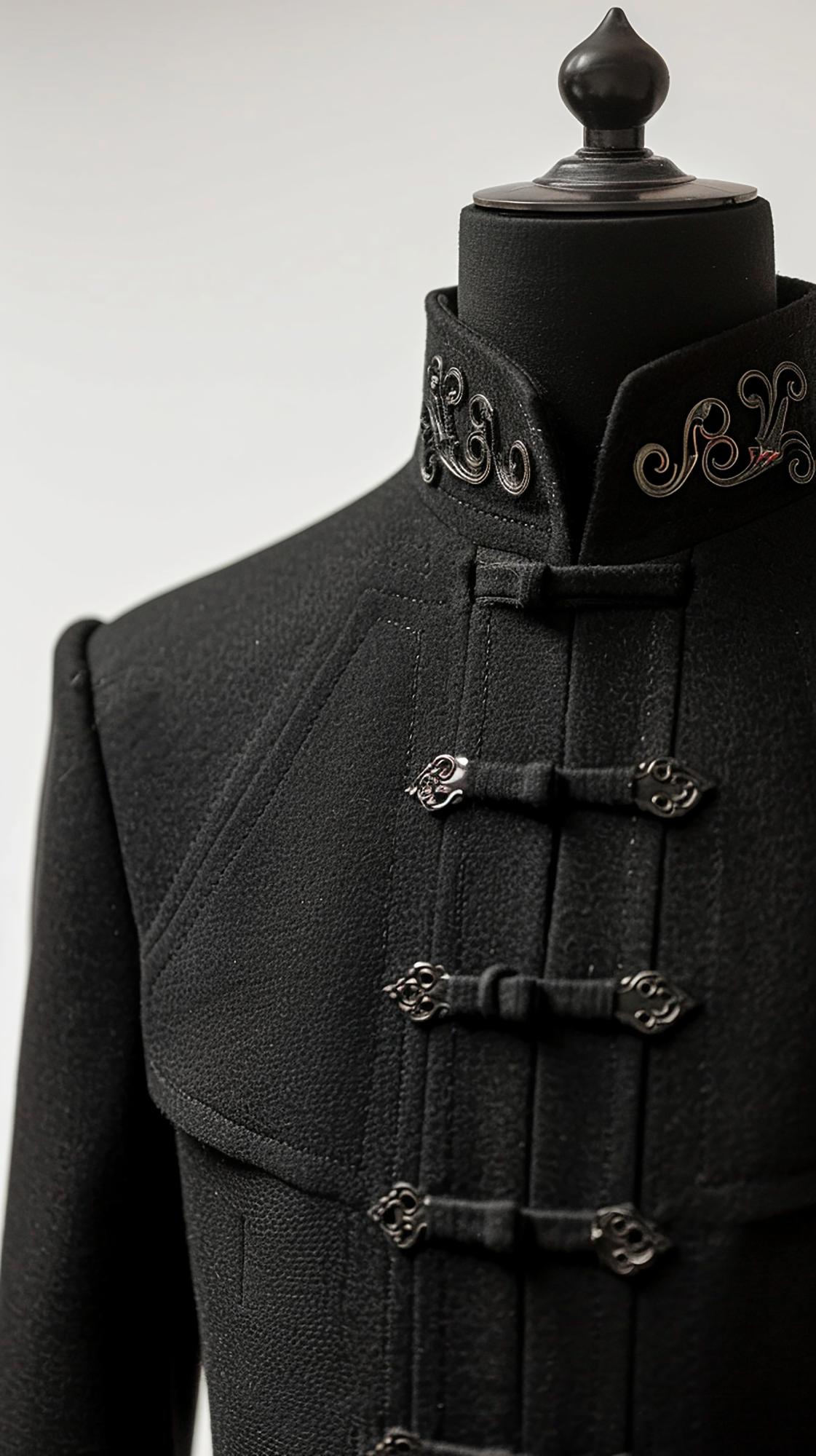 close-up of luxury embroidered jacket sleeve